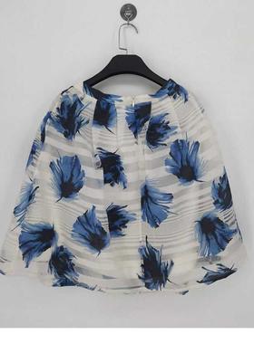 夏款 撤柜品牌 bei系列  优雅蓝花欧根纱A字百搭半身裙女 090010