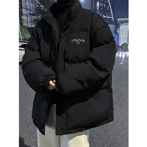 百搭羽绒服男装冬季简约宽松立领印花青少年东北保暖袄学生冬外套
