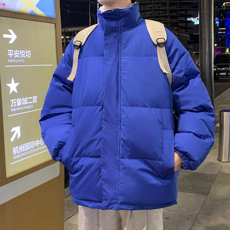 羽绒服男冬装韩版宽松大码加绒加厚东北棉面包服嘉兴青年立领外套