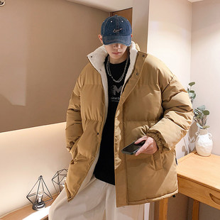 青少年羽绒服男冬季加绒加厚东北大袄立领宽松保暖棉服防风冬外套