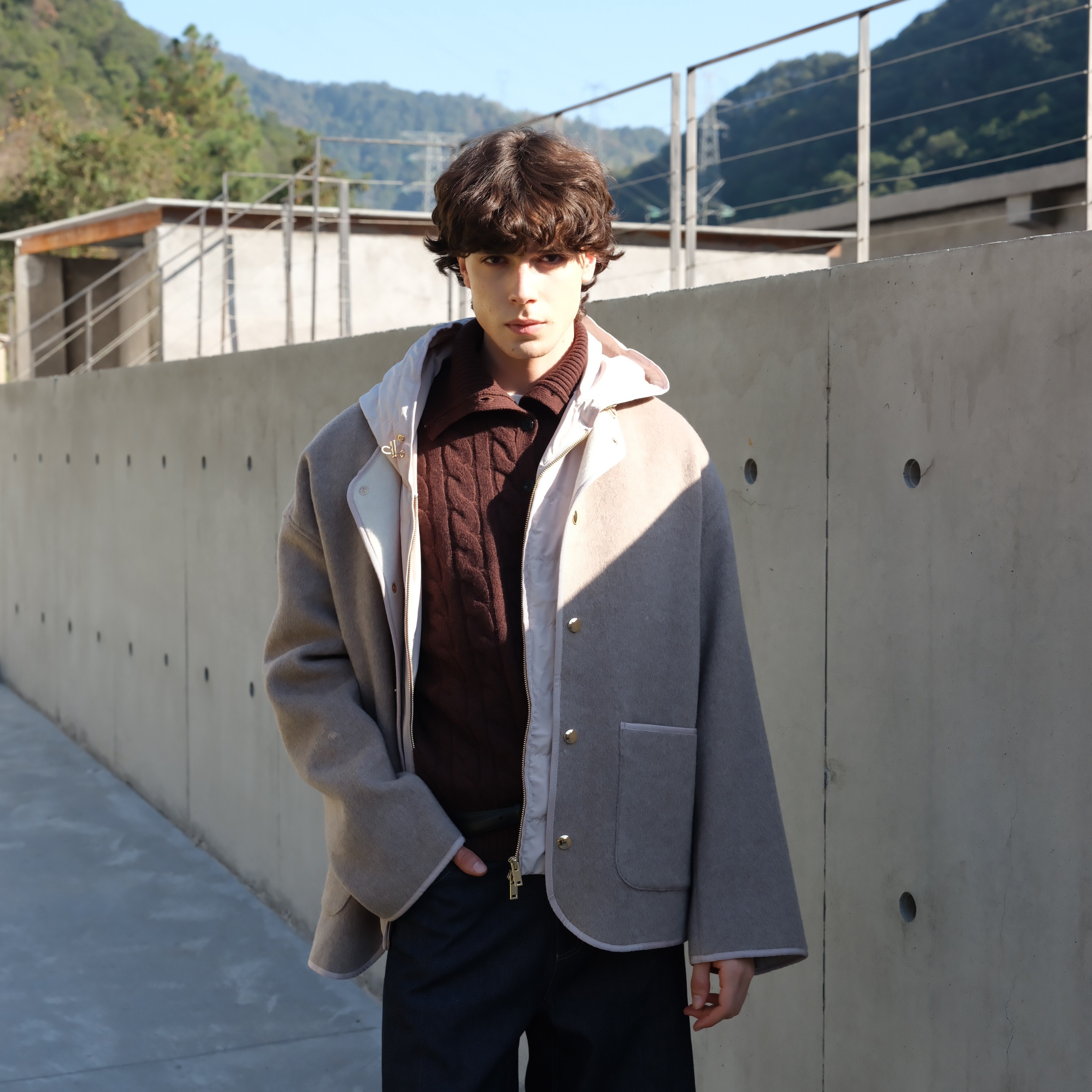 HOPECONCEPT奢感入冬 超心动质感桑蚕丝羊绒羊毛两件套大衣#25505