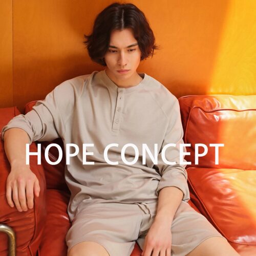 HOPECONCEPT时尚缪斯奢级凉感兰精天丝羊毛亨利领插肩袖套装06302