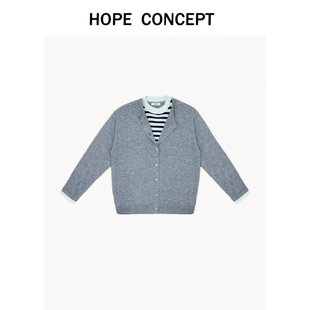 【5折福利】天生复古文艺知识分子穿搭美莉诺羊毛假两件毛衣24369