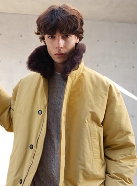 HOPECONCEPT冬日时髦复古风可拆卸毛领中长款羽绒服外套#25548