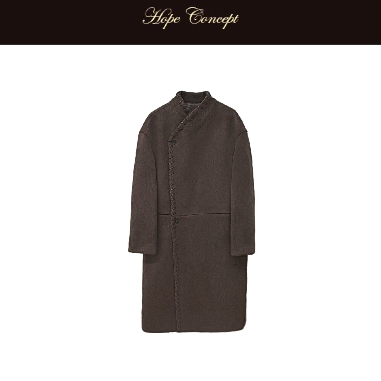 HOPECONCEPT 时髦尖子生进口骆马绒羊毛结构廓形毛呢大衣AW05596,男装,毛呢大衣,淘宝优惠券,粉丝福利购,淘宝优惠卷
