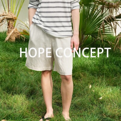 25164#HOPECONCOPT超松弛入夏 奢级天丝亚麻百搭慵懒感短裤