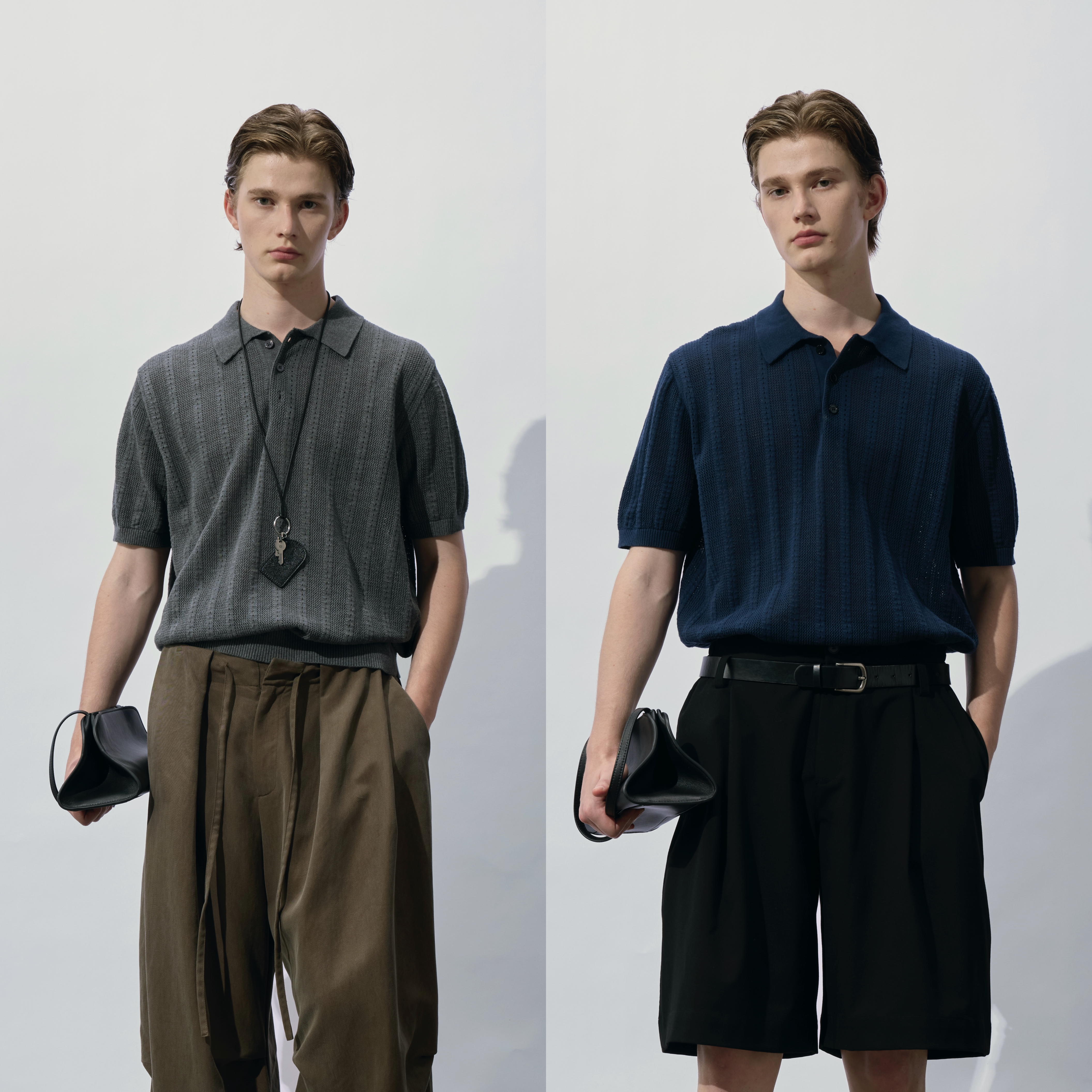 HOPECONCEPT意式老钱 镂空提花针织POLO毛衣短袖T恤#25229