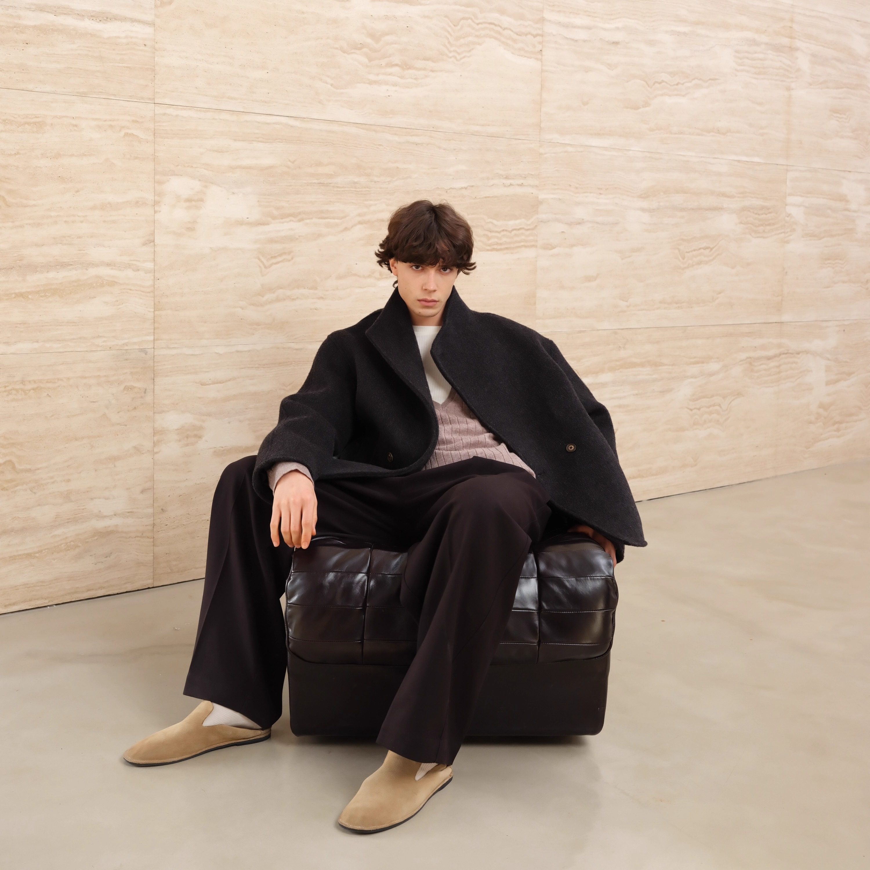 HOPECONCEPT 松弛老钱贵气感定制天丝羊毛阔腿西裤配真皮带#25438