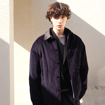 HOPECONCEPT冬日来信撞色皮领复古灯芯绒廓形羽绒服外套#25518