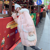 现货！兔耳朵拆卸帽设计款时尚学生长款羽绒服278-8821-P315K468，女装羽绒服，三七家