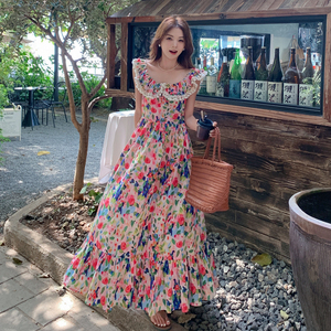 现货！26夏装新款度假风露肩旅行百搭连衣裙278-3791-P135-K198，女装连衣裙，三七家