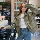 现货！26新款春装多色百搭短款皮衣外套278-3736-P155-K238，女装皮衣，三七家