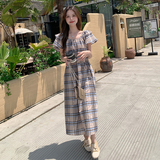 现货！26夏装新款英伦风格纹休闲度假连衣裙278-3713-P110-K168，女装连衣裙，三七家