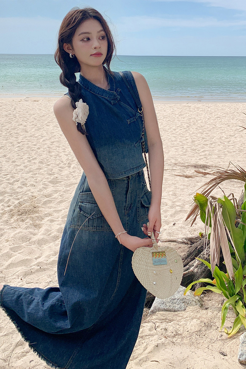 现货！26夏新款小个子时尚牛仔2件套渐变色套装278-3708-P140K218,女装套装/套裙,三七家