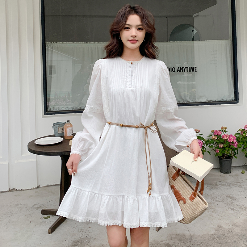 米白色蕾丝拼接连衣裙女2025春季新款法式温柔风气质高级感a字裙,女装连衣裙,三七家 米白色蕾丝拼接连衣裙女2025春季新款法式温柔风气质高级感a字裙,女装连衣裙,三七家