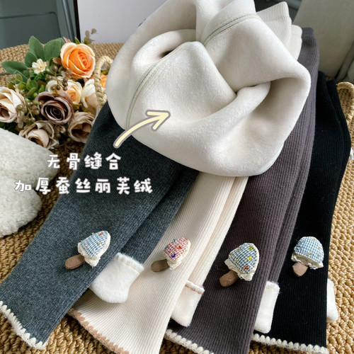 无骨缝合加厚女童加绒打底裤秋冬