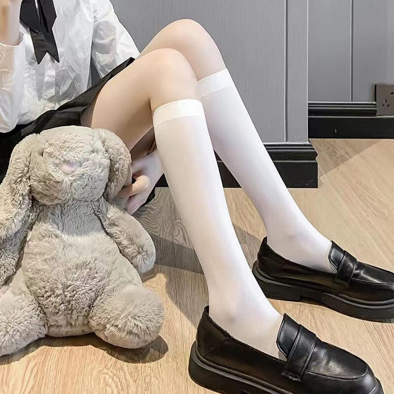 白丝袜硅胶防滑款天鹅绒黑丝女性短袜