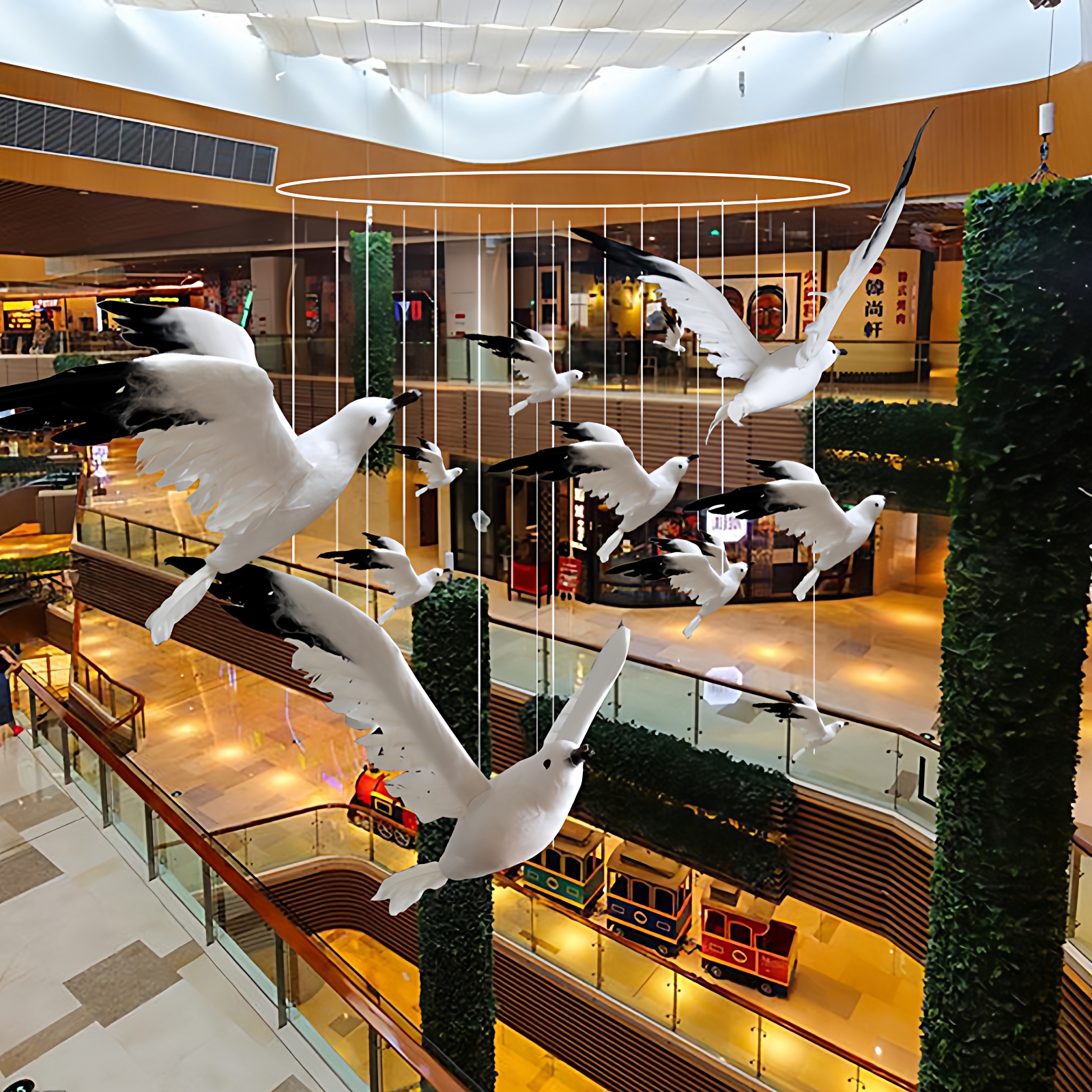 商场中庭吊饰仿真白海鸥纯白飞鸟