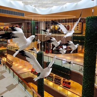 商场中庭吊饰仿真海鸥 展翅白色大号海鸥模型 会场装饰羽毛鸟道具