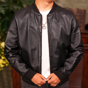 休闲 真皮皮衣男棒球服机车夹克时尚 头层牛皮外套 赔钱清库存 特价