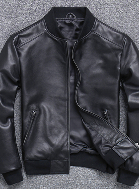 特价清仓棒球服真皮皮衣男休闲绵羊皮机车夹克男士春秋薄外套加棉