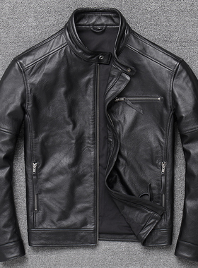 特价清仓捡漏 真皮皮衣男立领简约 头层牛皮机车夹克休闲短款外套