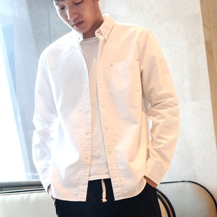 百搭修身 长袖 牛津纺纯棉日系衬衣休闲衬衫 春秋款 余文乐 男衬衫