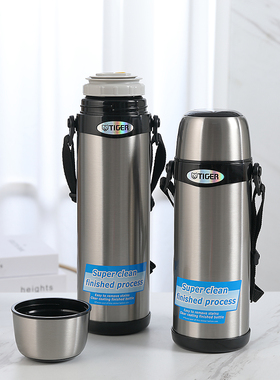 TIGER虎牌子弹头保温壶便携不锈钢户外旅行水壶1L大容量带盖MBI
