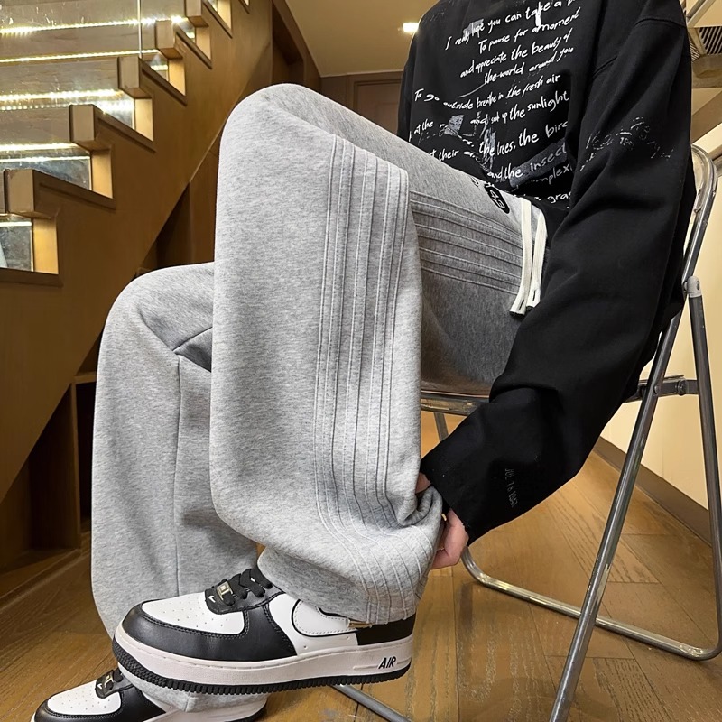 不起球不褪色宽松直筒长裤子