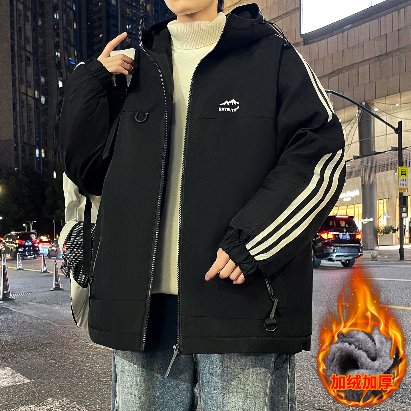 不起球不褪色加绒加厚夹克外套