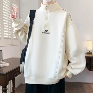 春秋款半拉链立领卫衣男孩初中高中学生青少年帅气大童春装上衣服