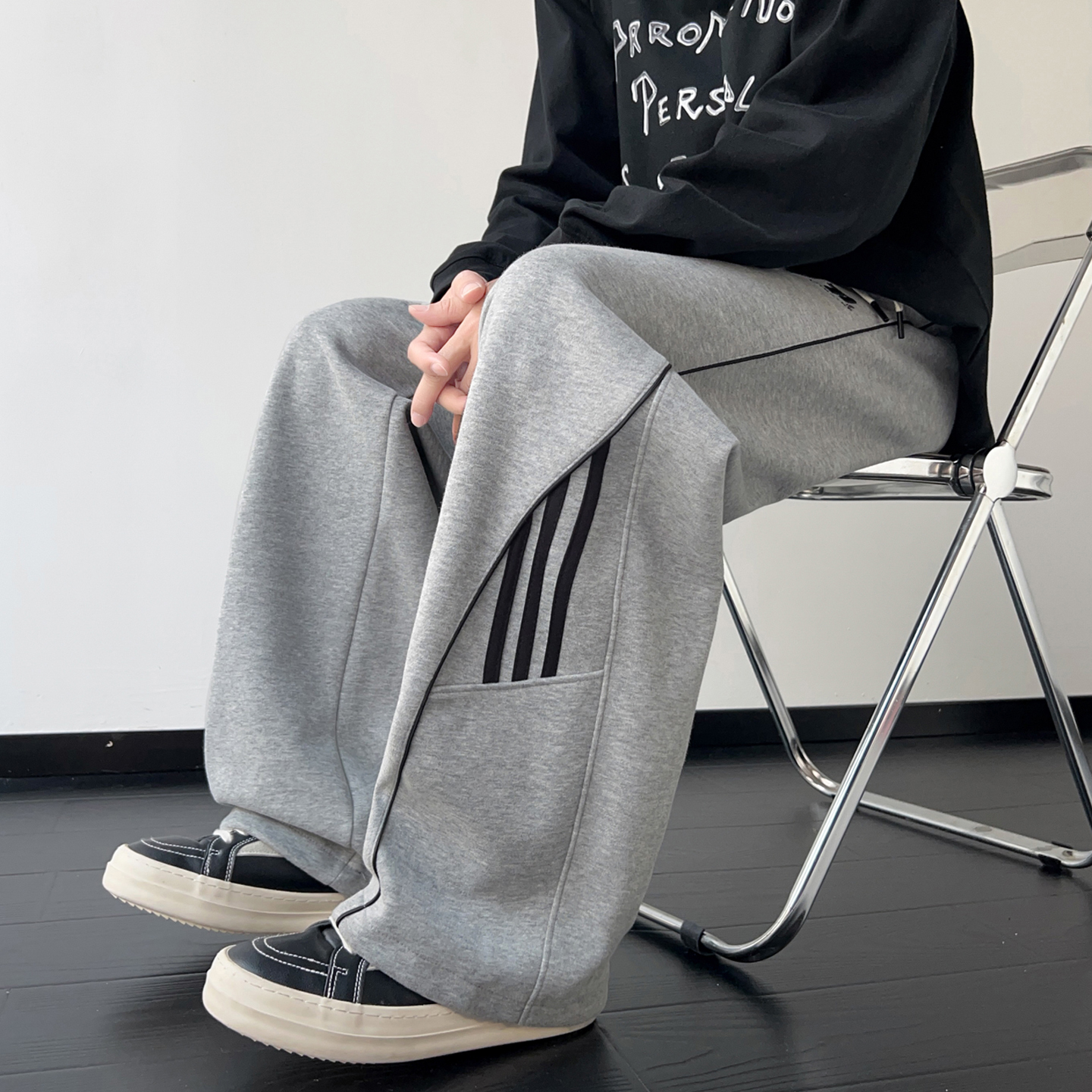 不起球不褪色宽松直筒长裤子