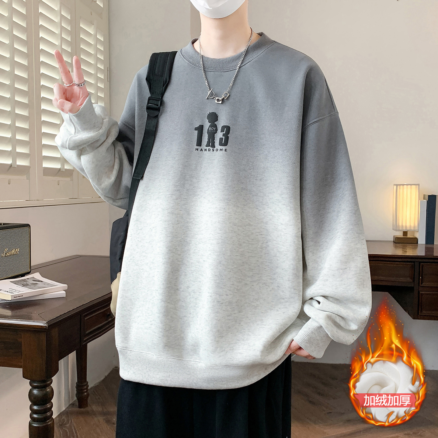 不起球不褪色加绒加厚长袖卫衣