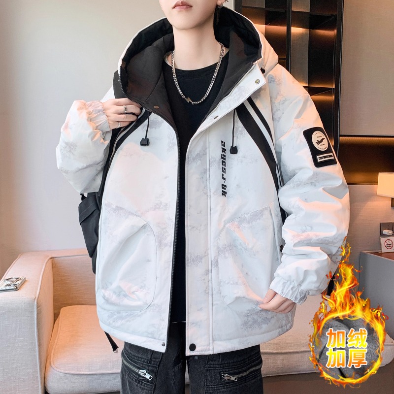 不起球不褪色加绒加厚夹克棉服