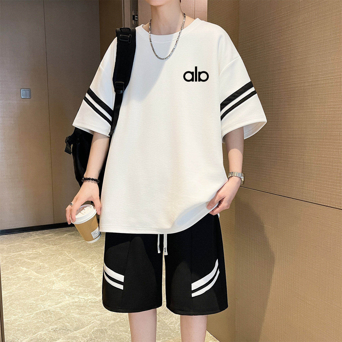 夏季凉感半袖t恤男孩初中学生青少年大童短袖短裤运动服两件套装