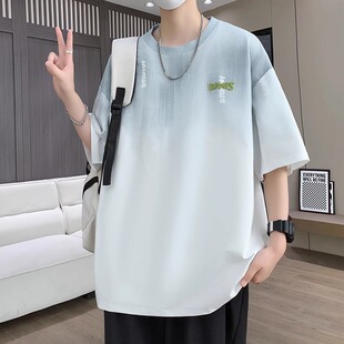 青少年短袖t恤男初中高中学生潮牌帅气半袖大童夏装宽松体恤上衣