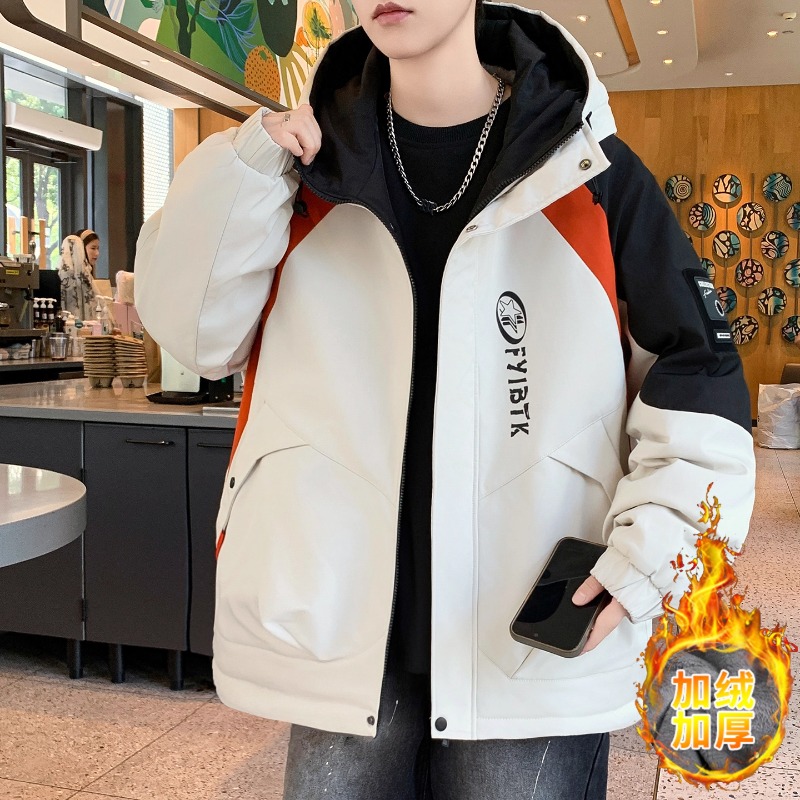 不起球不褪色加绒加厚夹克棉服