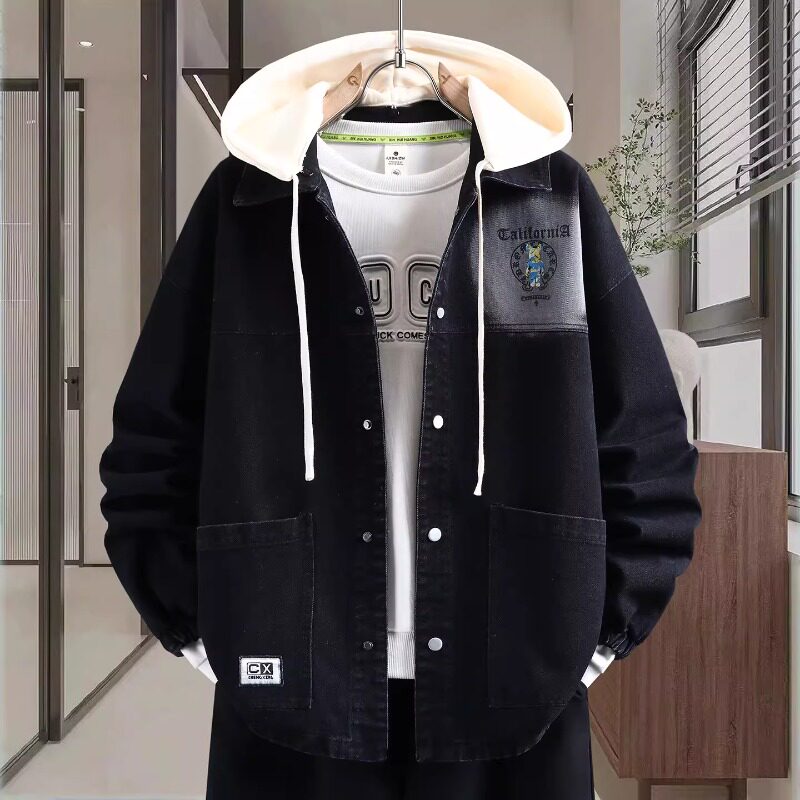 牛仔外套男孩春秋款潮流帅气青少年初中高中学生大童宽松夹克褂子