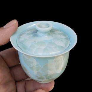 小号 80ml茶杯陶瓷二才潮汕功夫泡茶具零配件两杯窑变美人盖碗