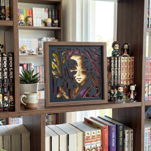 鬼灭之刃黑死牟3D立体纸雕相框画上弦一动漫周边桌面摆件生日礼物