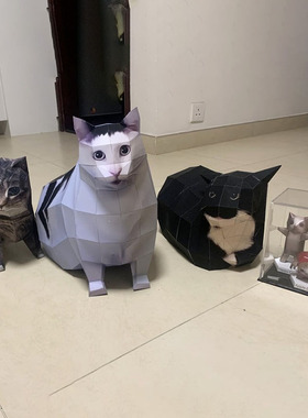 oiiao猫huh猫Maxwell猫疑惑猫旋转猫手工DIY纸模型折纸纸猫非成品