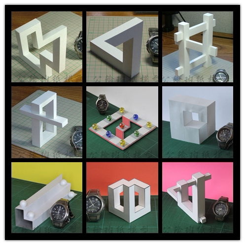 满35元包邮立体错觉光学错觉diy纸模型3d立体白模模型视觉差