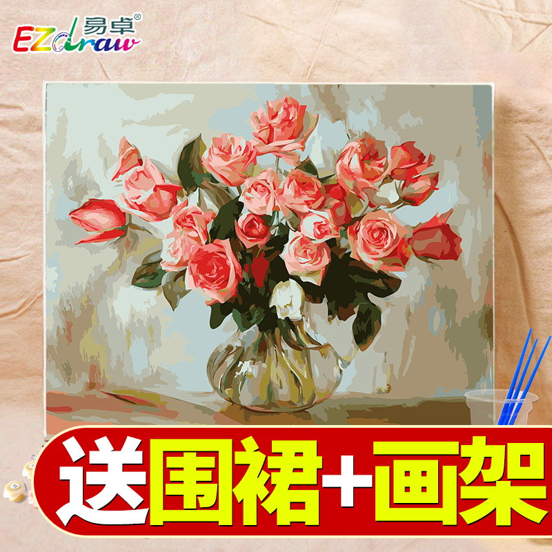 易卓新品diy数字风景花卉静物油画