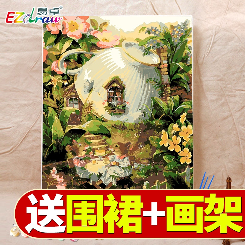 易卓新品diy数字风景花卉客厅油画