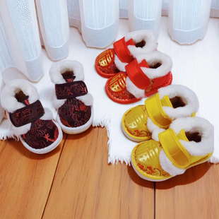 男女宝宝棉鞋千层绣龙冬季加绒抓周岁宴汉服唐装小孩儿童中式拜年