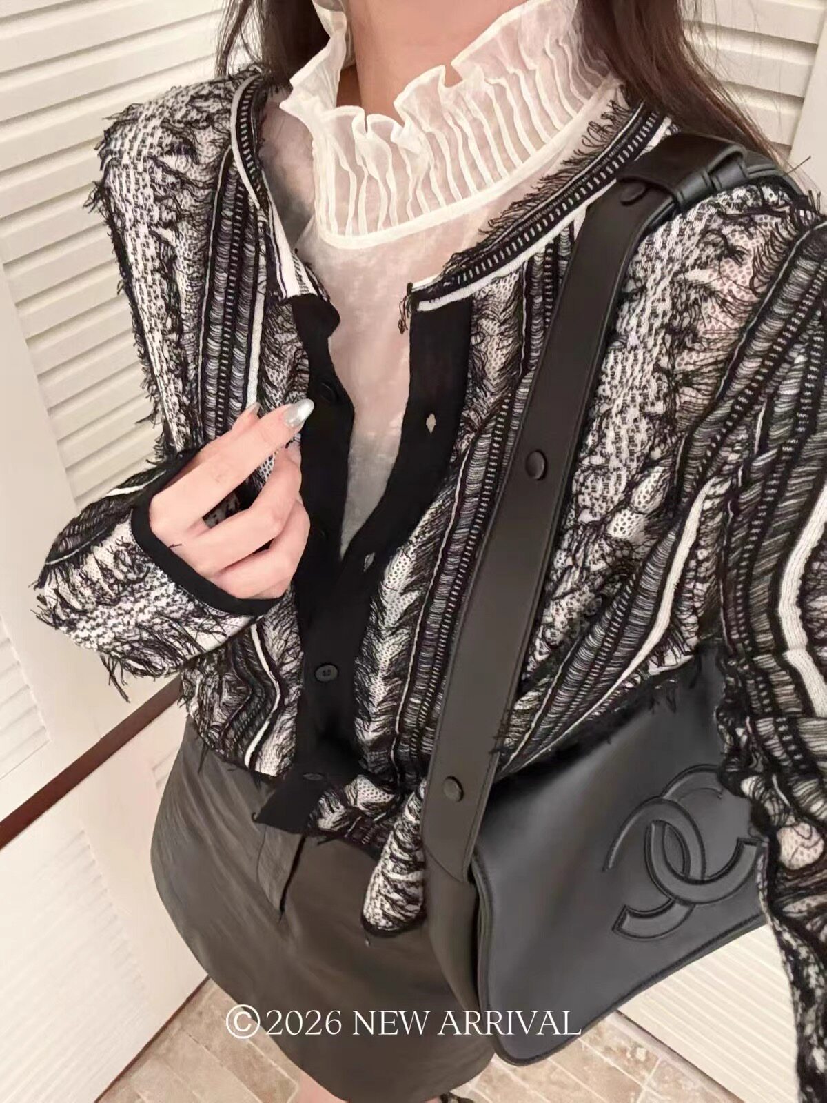 韩系高级复古提花流苏镂空细羊毛衣开衫设计感女宽松秋季新款6750