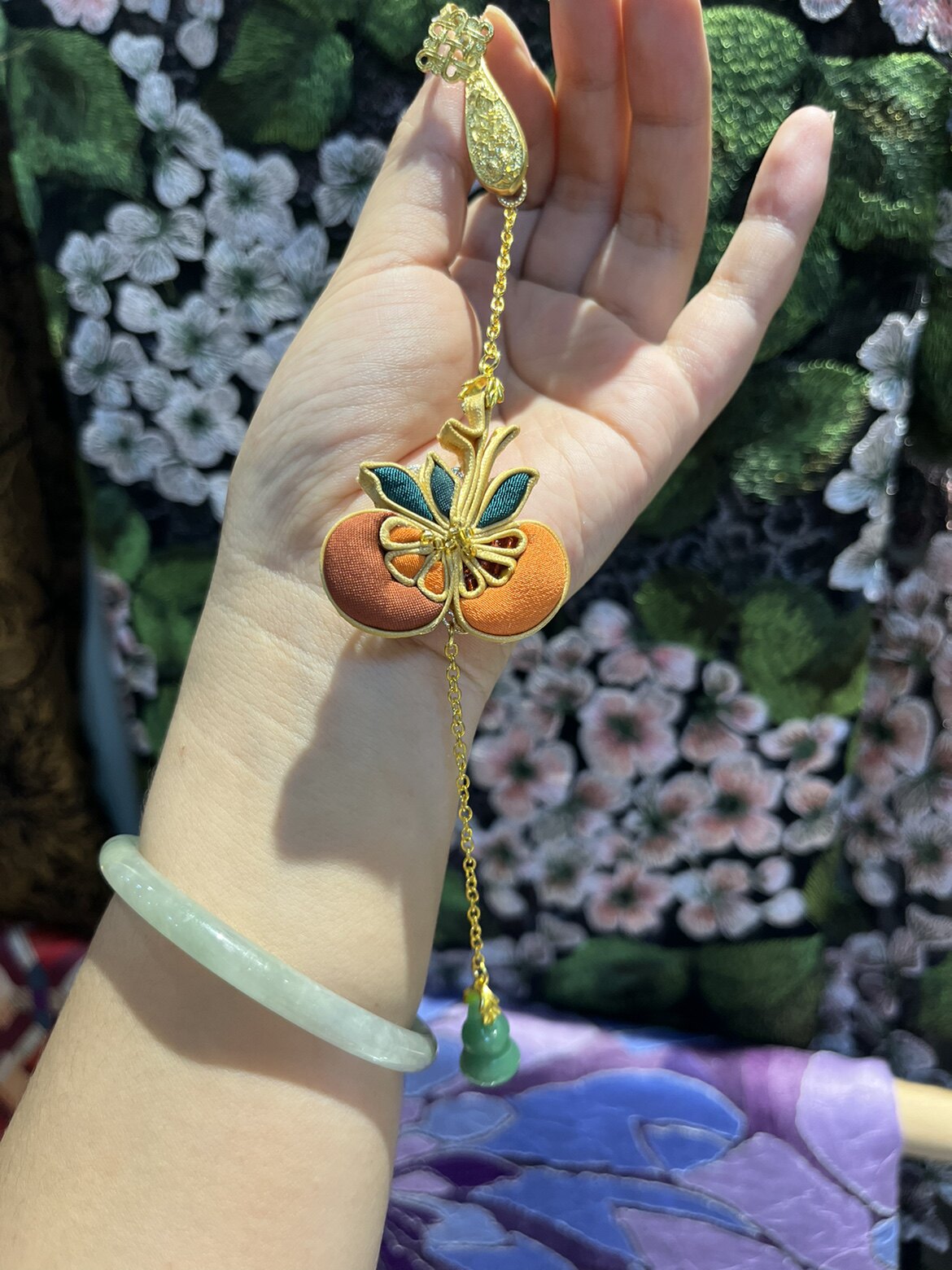 杨姑娘旗袍饰品传统手工盘扣工艺*柿子压襟 胸针两用款