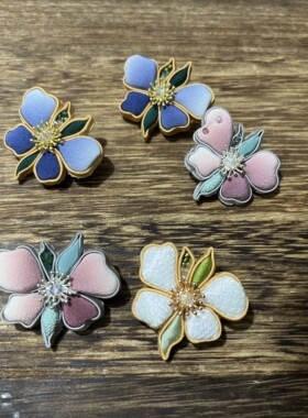 杨姑娘原创手工非遗配饰真丝盘扣旗袍胸针小山茶蝶恋花可定制改色