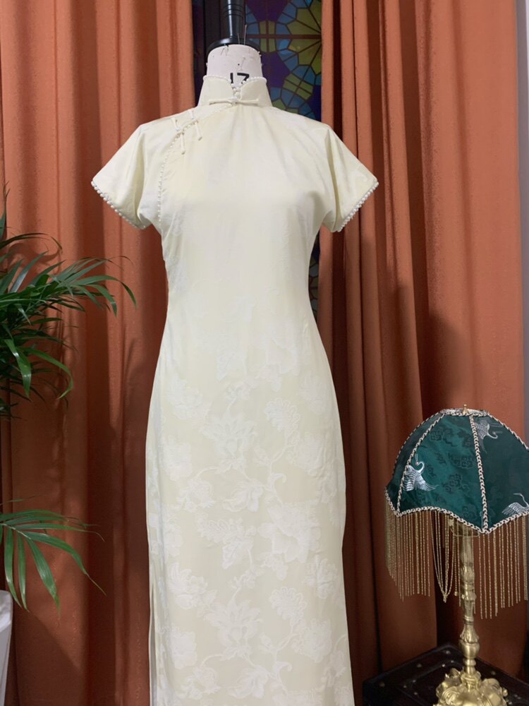 杨姑娘旗袍淡雅素色*玉笙 钉珠旗袍