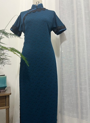 杨姑娘秋冬弹力旗袍蕾丝花边简约大气 支持定制古法修身旗袍